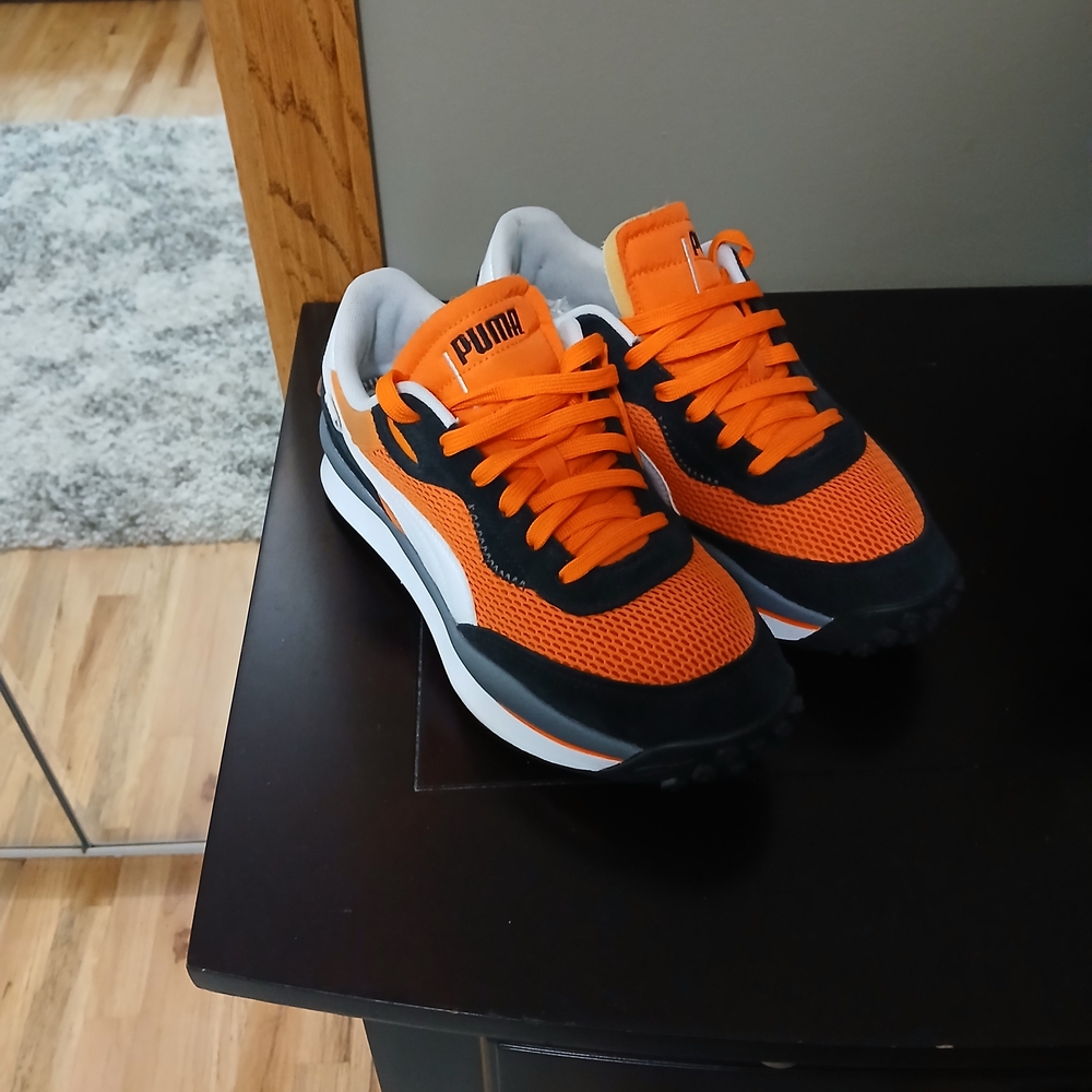 Puma Vibrant Orange and Black Athletic Shoes